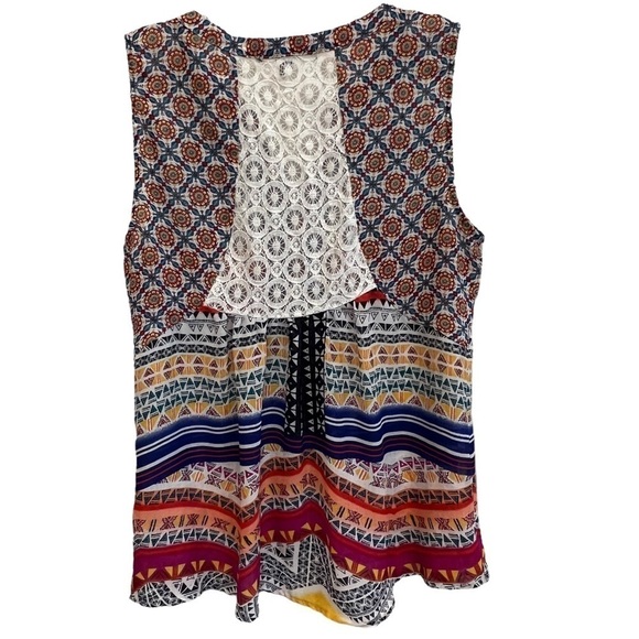Valerie Stevens Womens Multicolor Sleeveless Lace Knit Back Boho Top, Sixe PXL. - Picture 2 of 15